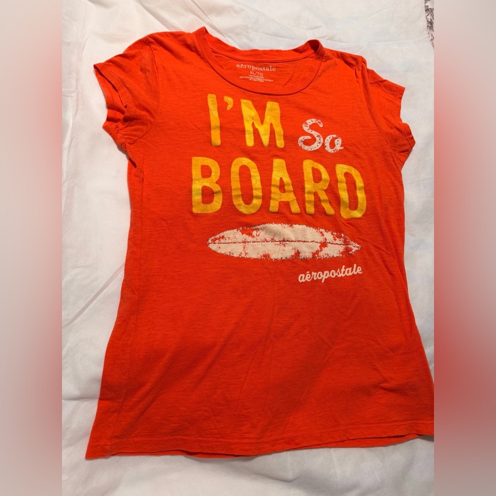 Aeropostale Vibrant Orange Tee with Surf Graphic